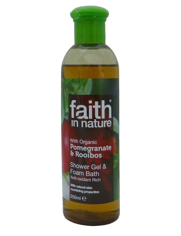 Гель для душа Пена для ванны натуральная Faith in nature с экстрактами Граната и Ройбуша, 250мл
