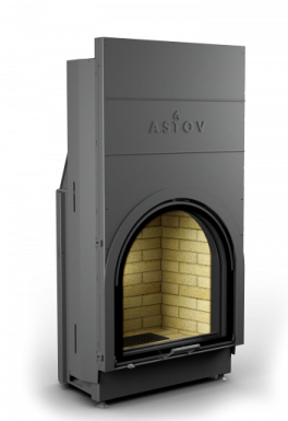 КАМИННАЯ ТОПКА АСТОВ КСА 7070 - ТОПКА КОЛОСНИКОВАЯ С ПРЯМЫМ СТЕКЛОМ АРОЧНОГО ТИПА И ПОДЪЕМНЫМ МЕХАНИЗМОМ ДВЕРЦЫ