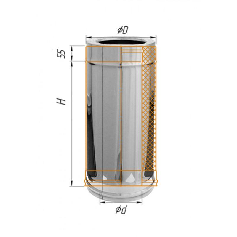 Сэндвич труба 0,5м ∅200х280 (439, 0.8, оцинк.)