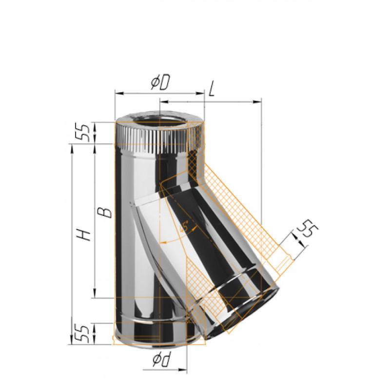 Сэндвич-тройник 45° ∅200х280 (430, 0.5, нерж.)