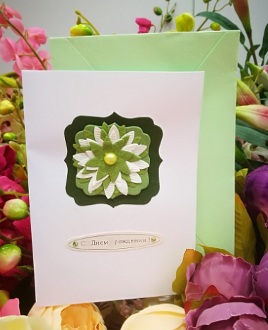 EG121-GC007AM Открытка ручной работы Большой цветок 12см*17см