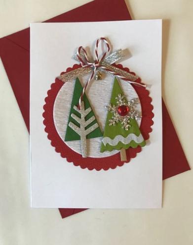 EG118-GC033AM Открытка ручной работы Елки 12см*17см