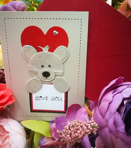 EG121-GC036AM Открытка ручной работы Милый мишка 12см*17см