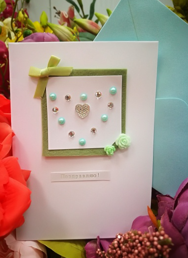 EG121-FL007AM Открытка ручной работы Стразы 12см*17см