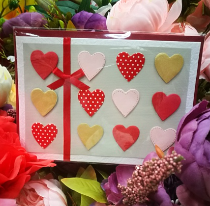 EG121-FL009AM Открытка ручной работы Набор сердец 12см*17см