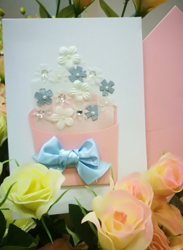 EG121-FL008AM Открытка ручной работы "Цветочный горшочек" 12см*17см