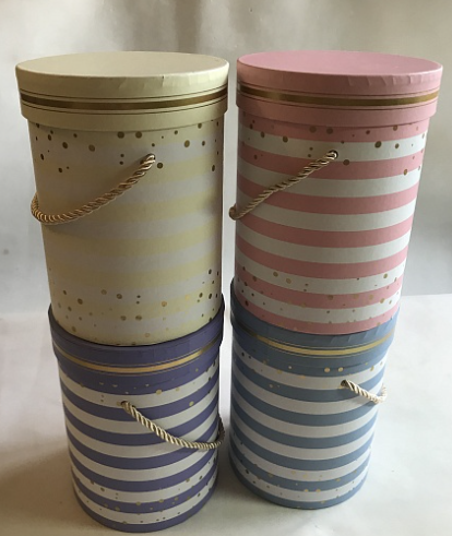 Коробка(B412) Цилиндр Полоски (1шт) 14*14*18