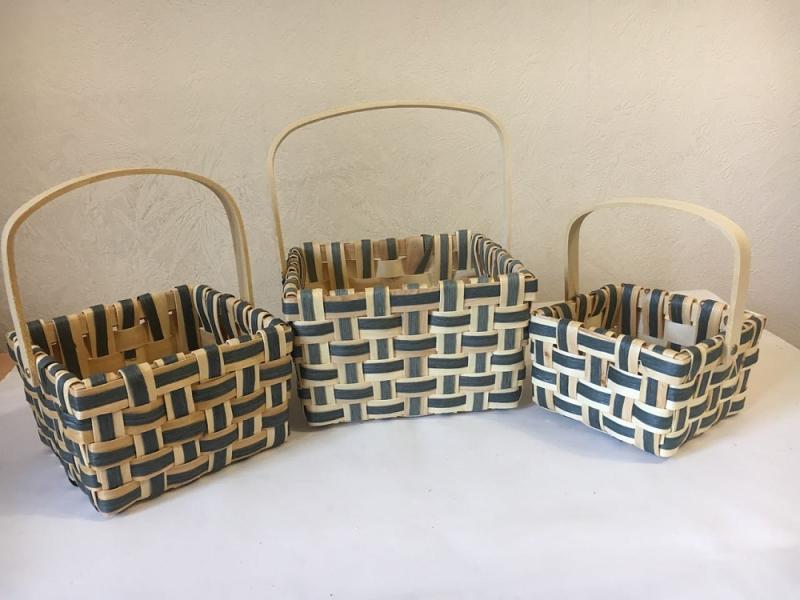 Корзины Китай №XS17-024 серая (набор овальный из 3шт)