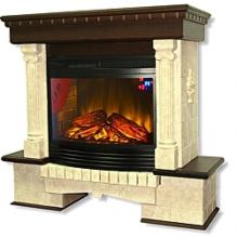 Электрокамины Портал Экстер Травертин с очагом Panoramic 25