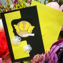 EG117-GC039AM Открытка ручной работы "Желтые бабочки" 12см*17см