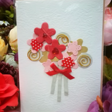 EG119-CR008-6AM Открытка ручной работы Красный букет 12см*17см