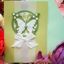 EG121-GC006AM Открытка ручной работы Бабочка на ленте 12см*17см