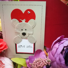 EG121-GC036AM Открытка ручной работы Милый мишка 12см*17см