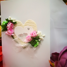 EG118-GC076AM Открытка ручной работы Букеты и сердца 12см*17см